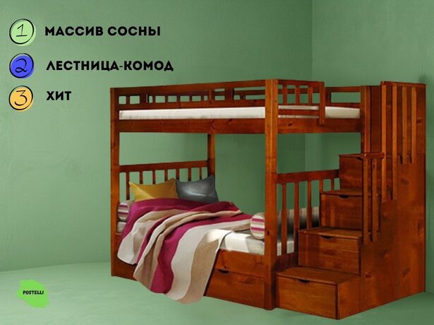 Кровать двухъярусная Велес Артек с ящиками