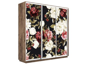 Шкаф-купе Экспресс Люкс 3-х дверный (Фото №1020 Пионы)