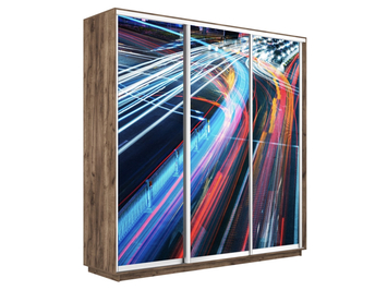 Шкаф-купе Экспресс Люкс 3-х дверный (Фото №1008 Ночная магистраль)