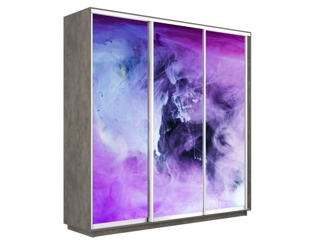 Шкаф-купе Экспресс Люкс 3-х дверный (Фото №1011 Фиолетовый дым), Бетон