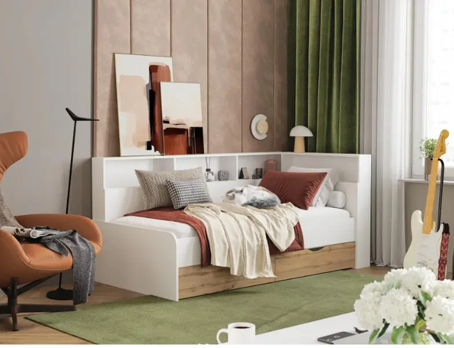 Тахта Амер,  белый / дуб вотан (арт. 602817)