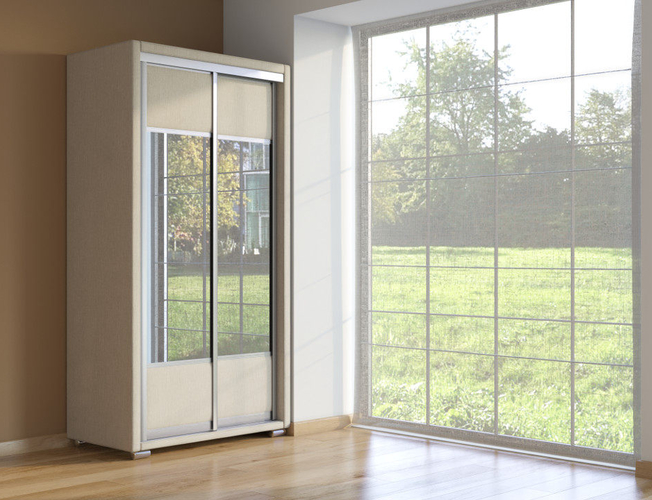 Шкаф-купе 2-х дверный зеркальный Orma Soft Ткань  Глазго Бежевый