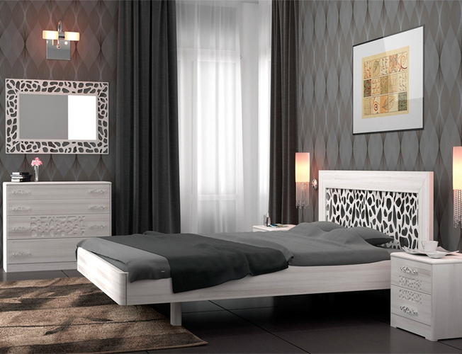 Кровать из массива Веро беленый дуб