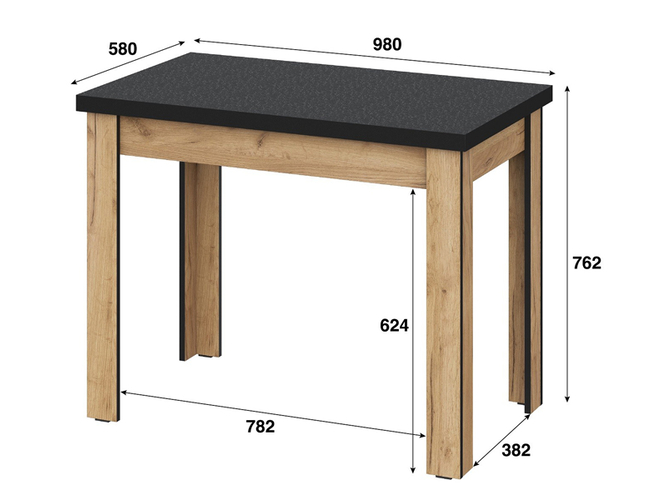 Стол обеденный Аризона (Дуб Золотой/черный)