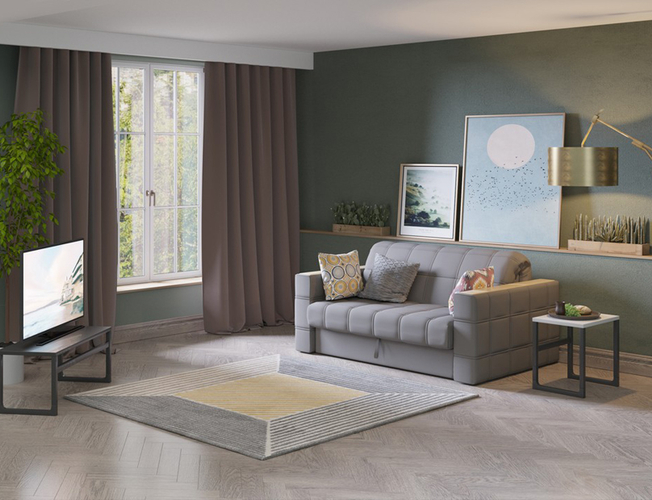 Диван-кровать прямой Ergonomic dream, Savana серый/Ясень светлый