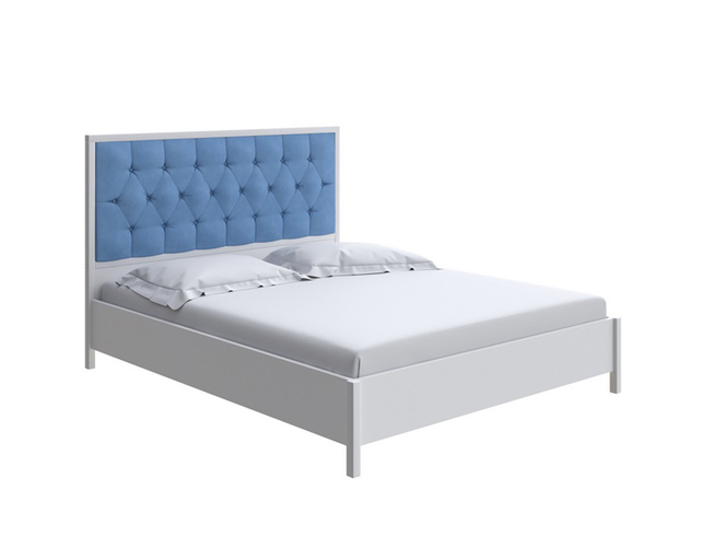 Кровать Vester Lite,Белый жемчуг/Белая эмаль/Тетра Голубой