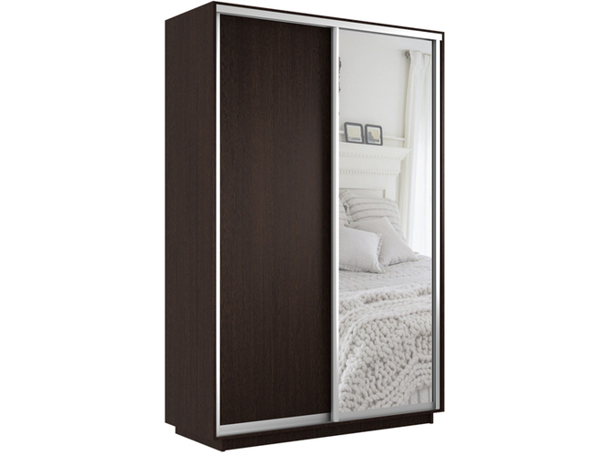 Шкаф-купе Экспресс 2-х дверный (ЛДСП, зеркало), Венге