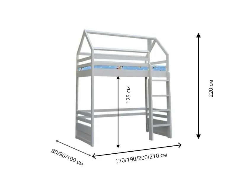 Кровать-чердак Велес Домик